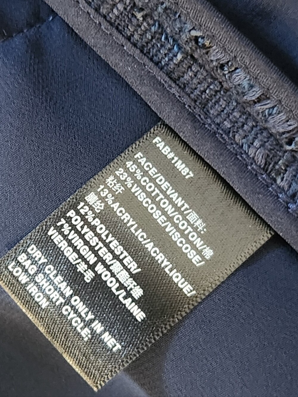 Lafayette 148 New York Navy Tweed Zip-Detail Jacket - Picture 9 of 10